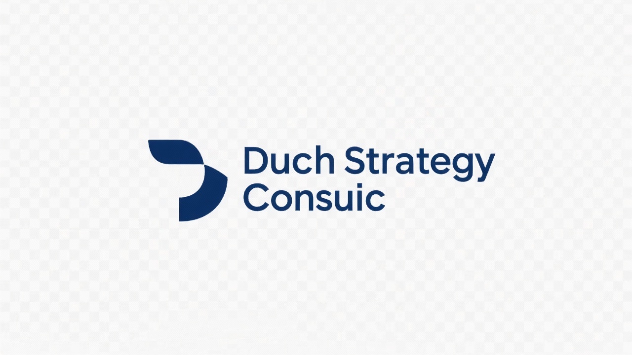 Modern minimalist Dutch Strategy Consult logo with simple navy typography on a clean transparent background